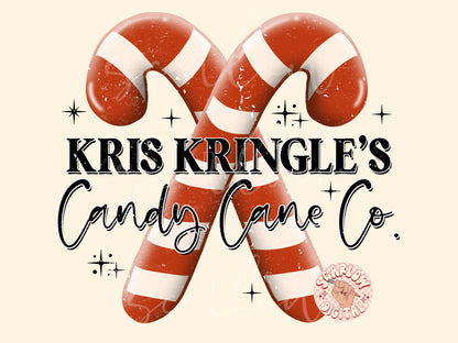 Kris Kringle's Candy Cane Co. PNG-Christmas Sublimation Digital Design Download-santa claus png, christmas candy png, simple png, boho png