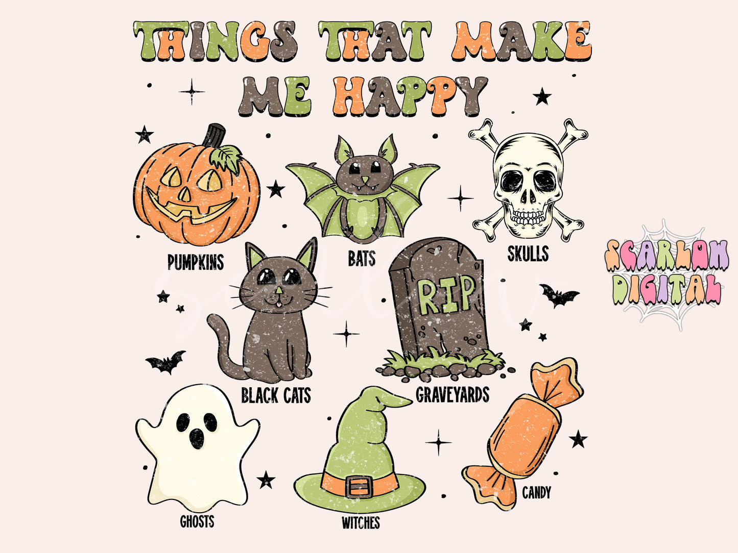 Things That Make Me Happy PNG-Halloween Sublimation Digital Design Download-cute halloween png, spooky season png, ghost png, fall png files