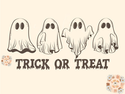 Trick or Treat SVG-Halloween Cut File Digital Design Download-spooky season svg, ghost svg, boho ghost svg, retro svg, vintage halloween svg