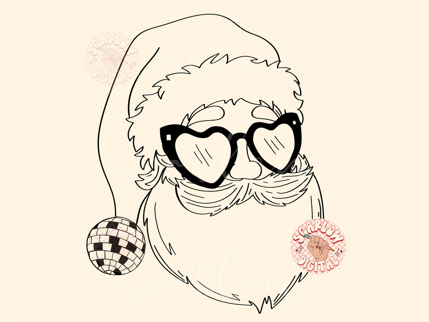 Disco Santa Claus SVG Digital Design Download, Christmas png, Santa hat SVG, groovy Santa png, hippie Christmas SVG, winter Cricut cut files