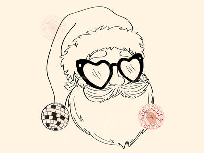 Disco Santa Claus SVG Digital Design Download, Christmas png, Santa hat SVG, groovy Santa png, hippie Christmas SVG, winter Cricut cut files