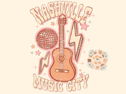 Nashville PNG-Country Music Sublimation Digital Design Download-bachelorette png, guitar png, disco ball png, retro png, western png designs