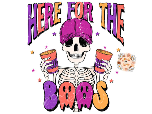 Here for the Boos PNG-Halloween Sublimation Digital Design Download-spooky png, funny fall png, adult humor png, skeleton png, women png