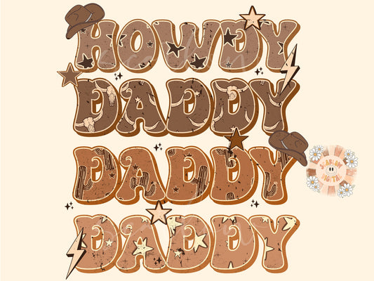 Howdy Daddy PNG-Western Sublimation Digital Design Download-cowboy dad png, cowgirl dad png, country dad png, boho dad png, retro dad png