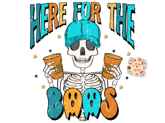 Here for the Boos PNG-Halloween Sublimation Digital Design Download-men's halloween png, funny halloween png, adult humor png, skeleton png
