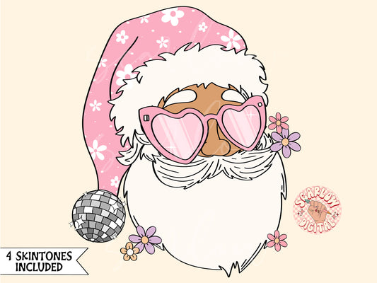 Disco Santa Claus PNG-Christmas Sublimation Digital Design Download-christmas flowers, preppy santa png, groovy christmas png, disco png
