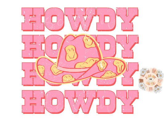 Howdy PNG-Cowgirl Sublimation Digital Design Download-pink cowgirl png, retro western png, western png, cowgirl hat png, country girl png