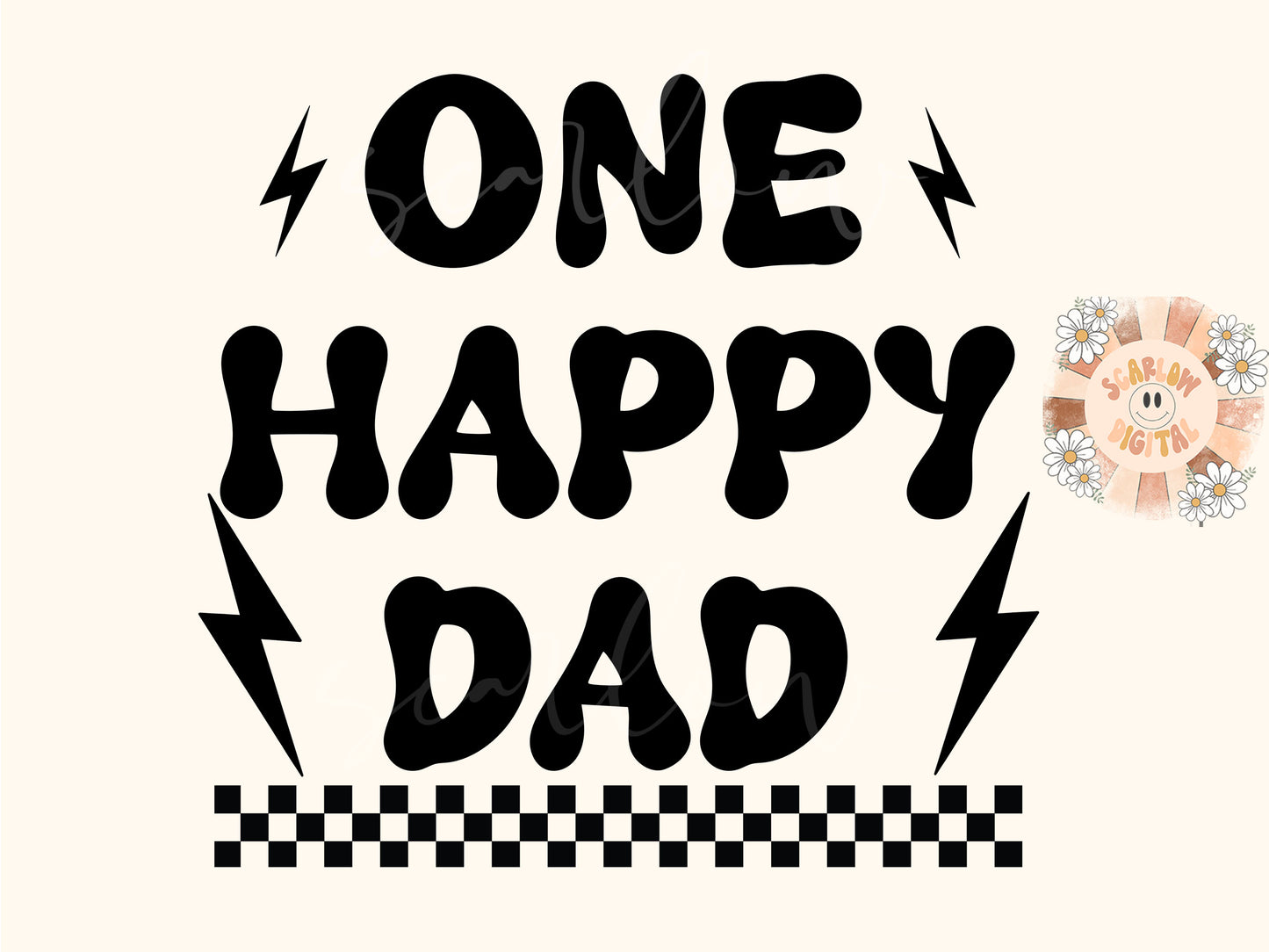 One Happy Dad SVG-Retro Cricut Cut File Digital Design Download-checkered svg, svg for dads, daddy svg, daddy and me svg, retro daddy svg