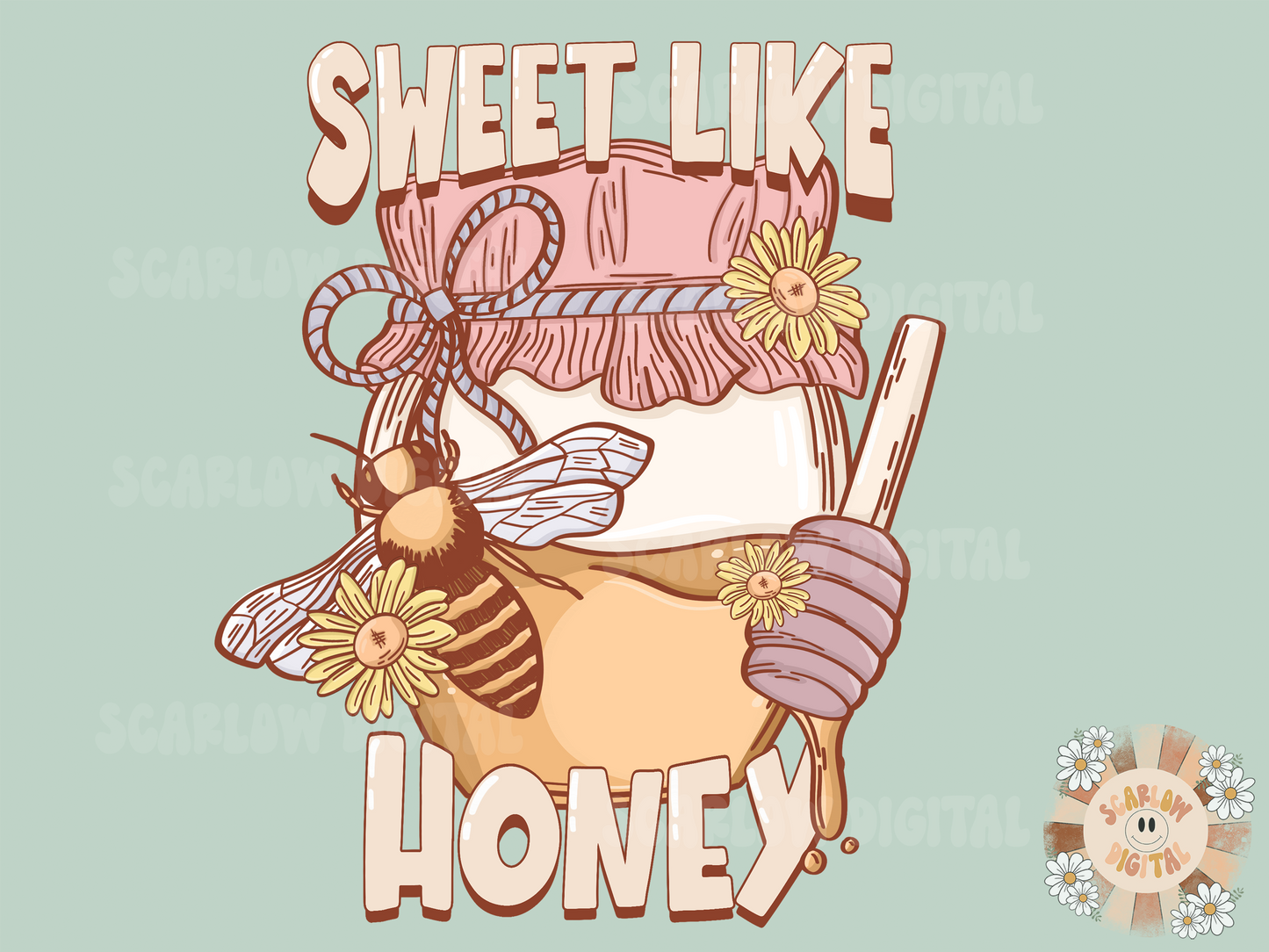 Sweet Like Honey PNG-Honey Bee Sublimation Digital Design Download-trendy png, boho png, honey comb png, summer png, vintage png, girly png