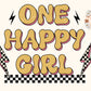 One Happy Girl PNG-Retro Sublimation Digital Design Download-png for kids, checkered png, little girl png, png for girls, trendy png designs
