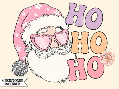 Ho Ho Ho PNG-Christmas Sublimation Digital Design Download-disco santa claus png, retro santa png, groovy christmas png, hippie santa png