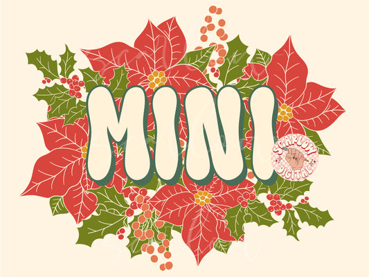 Floral Mini PNG-Christmas Sublimation Digital Design Download-christmas kids png, poinsettia floral png, flowers png, mama mini png designs