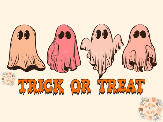 Trick or Treat PNG-Halloween Sublimation Digital Design Download-spooky season png, ghost png, boho ghost png, retro png, vintage halloween png