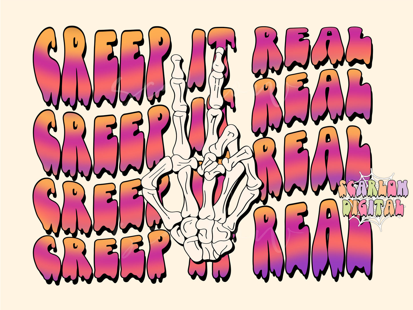 Creep it Real PNG-Spooky Sublimation Digital Design Download-skeleton hand png, peace sign png, halloween png, kids png, adult png design