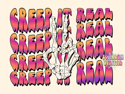 Creep it Real PNG-Spooky Sublimation Digital Design Download-skeleton hand png, peace sign png, halloween png, kids png, adult png design