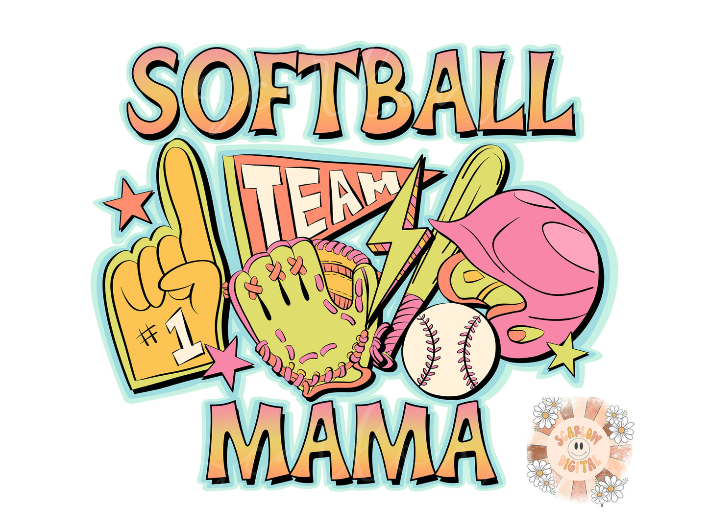 Softball Mama PNG-Retro Sublimation Digital Design Download-preppy mom png, trendy png,  softball png, mom png, png for mom, mom sublimation
