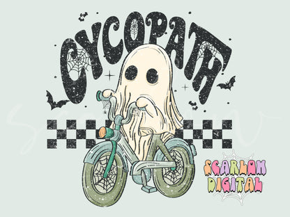 Cycopath PNG-Halloween Sublimation Digital Design Download-bicycle png, ghost png, spooky season png, cute spooky png, trendy halloween png