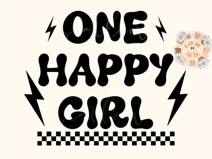 One Happy Girl SVG-Retro Cricut Cut File Digital Design Download-checkered svg, svg for girls, daughter svg, mommy & me svg, retro girl svg