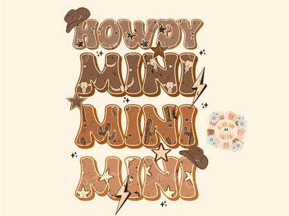 Howdy Mini PNG-Western Sublimation Digital Design Download-cowboy png, cowgirl png, country kid png, boho mini png, retro mini png, mom & me