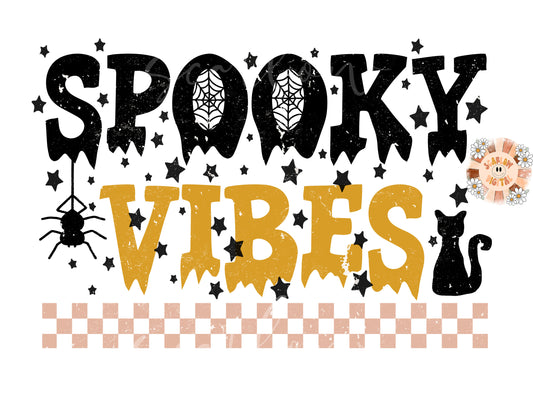 Spooky Vibes PNG-Halloween Sublimation Digital Design Download-black cat png, spider png, spooky season png, fall png, trendy png designs