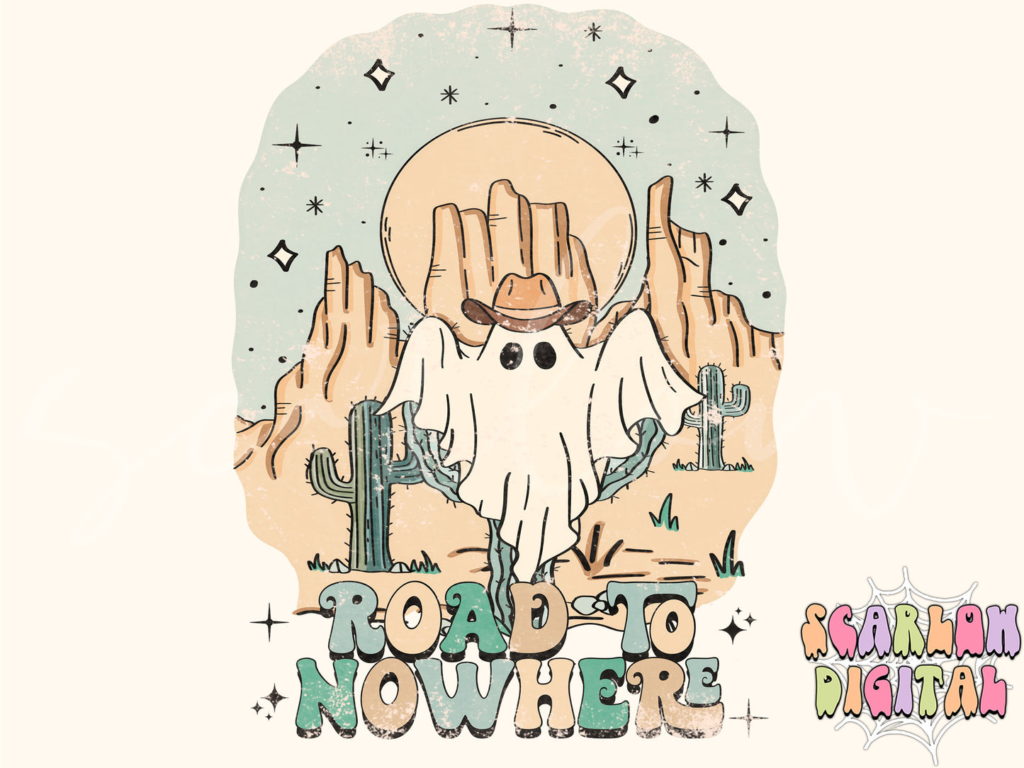 Road to Nowhere PNG-Halloween Sublimation Digital Design Download-western halloween png, country ghost png, desert png, cowboy ghost png
