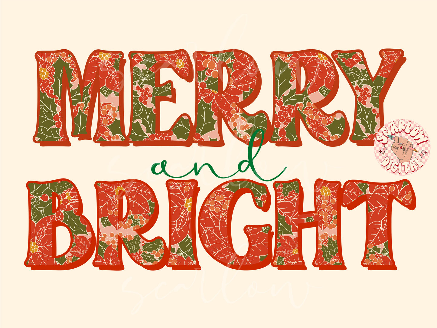 Merry and Bright PNG-Christmas Sublimation Digital Design Download-poinsettia png, christmas flowers png, floral xmas png, vintage xmas png