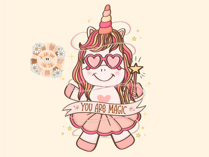 You Are Magic PNG-Unicorn Sublimation Digital Design Download-girly png, trendy png, retro png, little girl png, colorful png, rainbow png