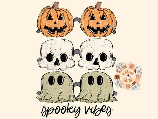 Spooky Vibes PNG-Halloween Sublimation Digital Design Download-halloween sunglasses png, sunnies png, pumpkin png, skull png, ghost png