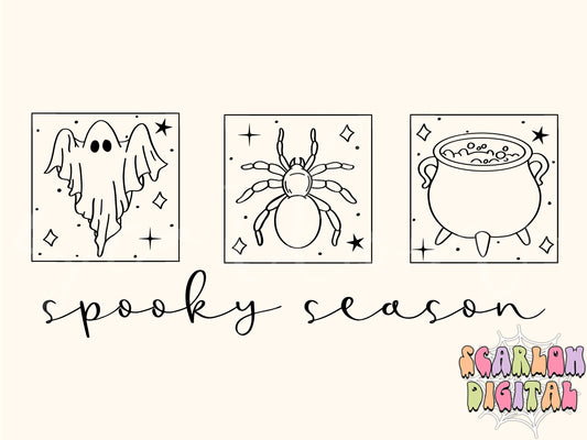 Spooky Season PNG-Halloween Sublimation Digital Design Download-minimalistic png, simple halloween png, spider png, witch cauldron png file