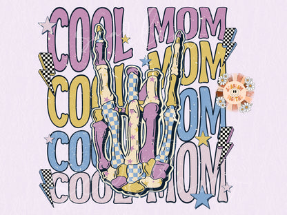 Cool Mom PNG-Rocker Sublimation Digital Design Download-mom png, png for moms, edgy png, grunge png, skeleton png, vintage png, retro png