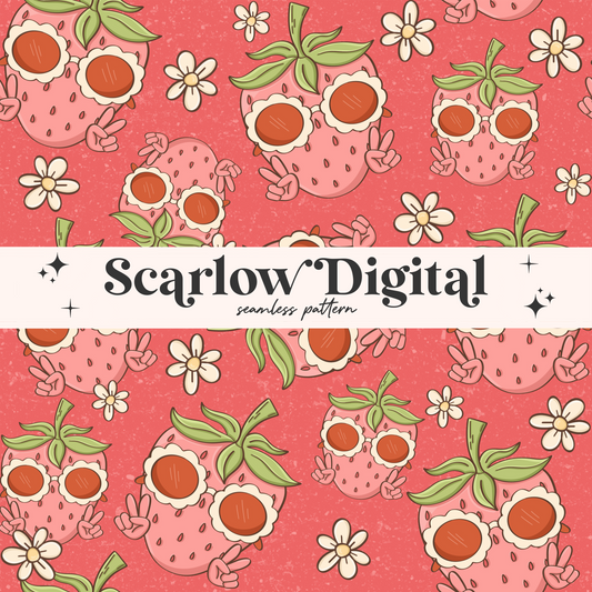 Strawberry Seamless Pattern-Summer Sublimation Digital Design Download-fruit seamless pattern, girly seamless pattern, trendy seamless file