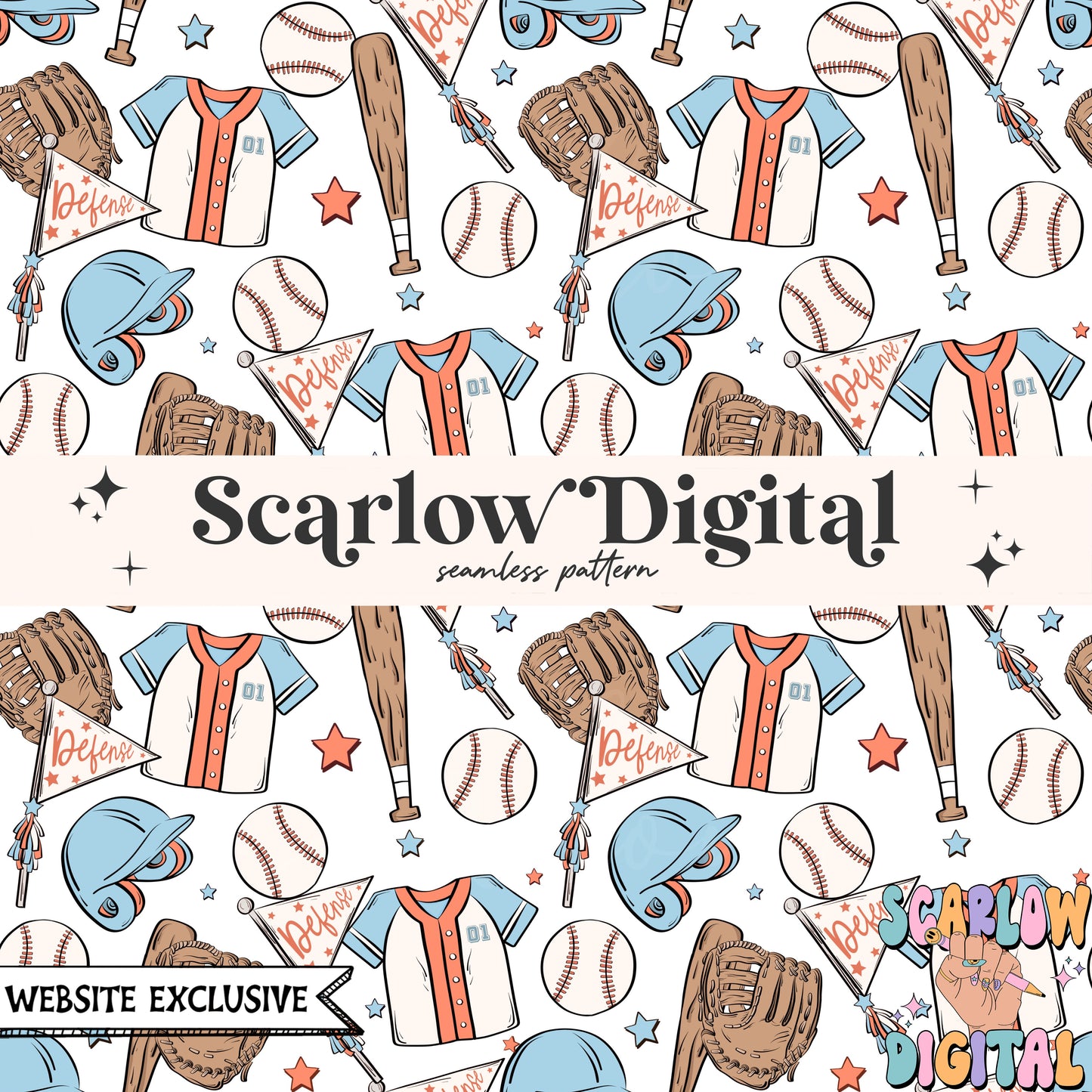 Website Exclusive: Baseball Team Colors Seamless Pattern Digital Design Download