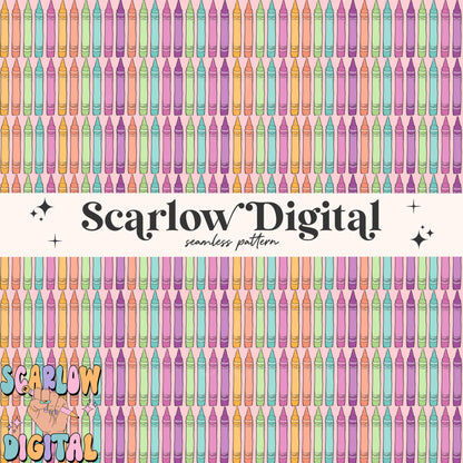 Crayons Seamless Pattern Digital Design Download, back to school digital paper, girl school seamless print, colorful teacher seamless design