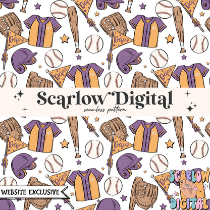 Website Exclusive: Baseball Team Colors Seamless Pattern Digital Design Download