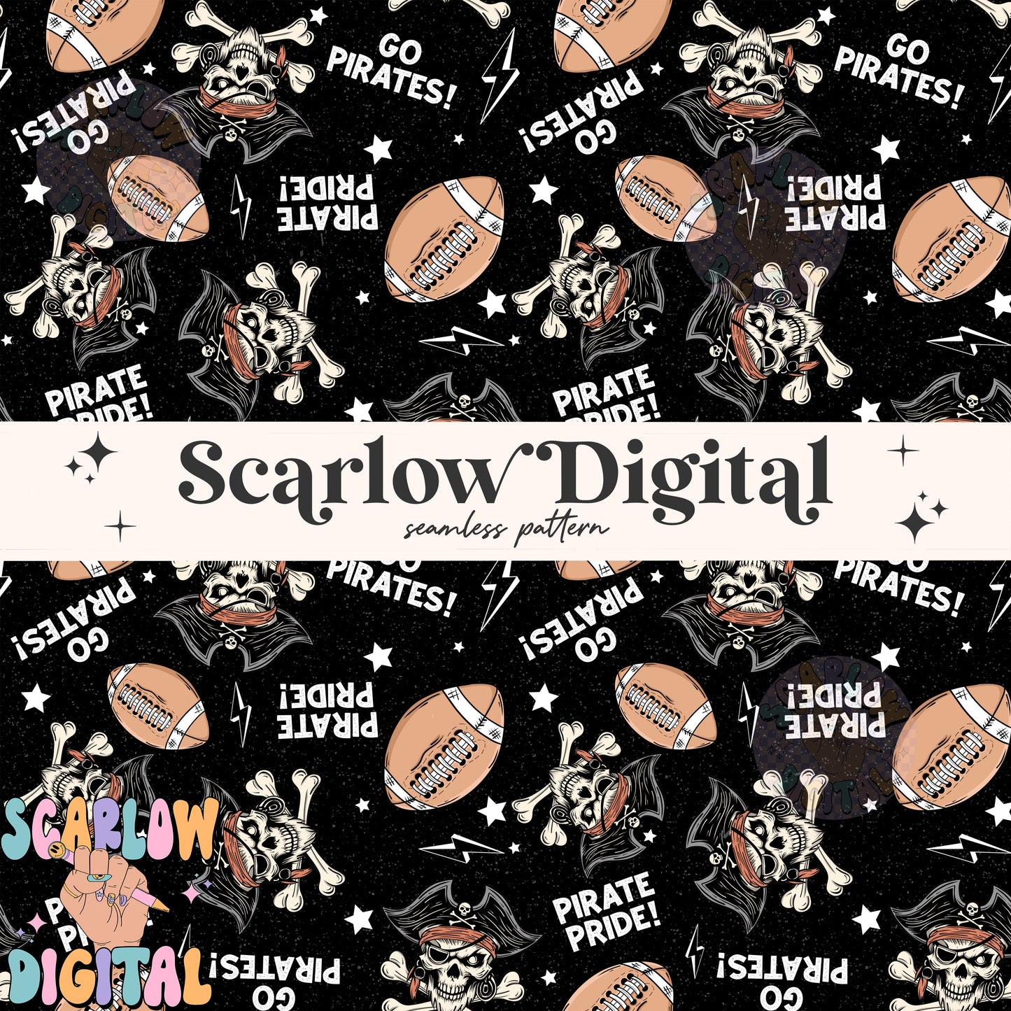 Pirates Seamless Pattern Digital Design Download, Pirates football seamless file, team mascot digital prints, football season seamless