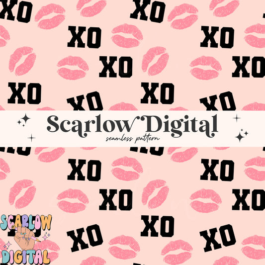 XoXo Seamless Pattern-Valentine's Day Sublimation Digital Design Download-kisses seamless file, vday designs, hearts seamless file designs
