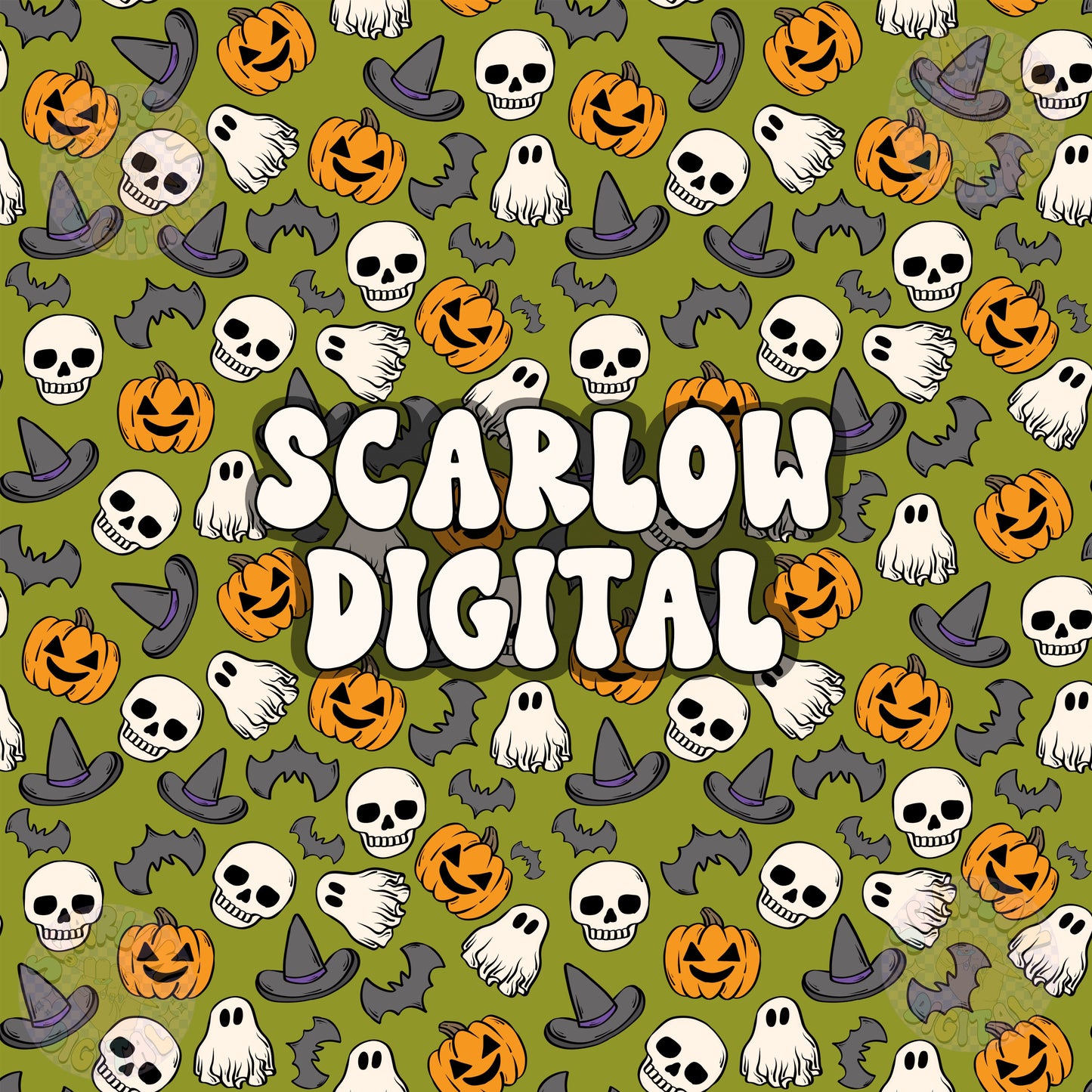 Halloween Seamless Pattern Digital Design Download, pumpkin seamless, jack o lantern seamless, skull seamless, witch seamless, fall seamless