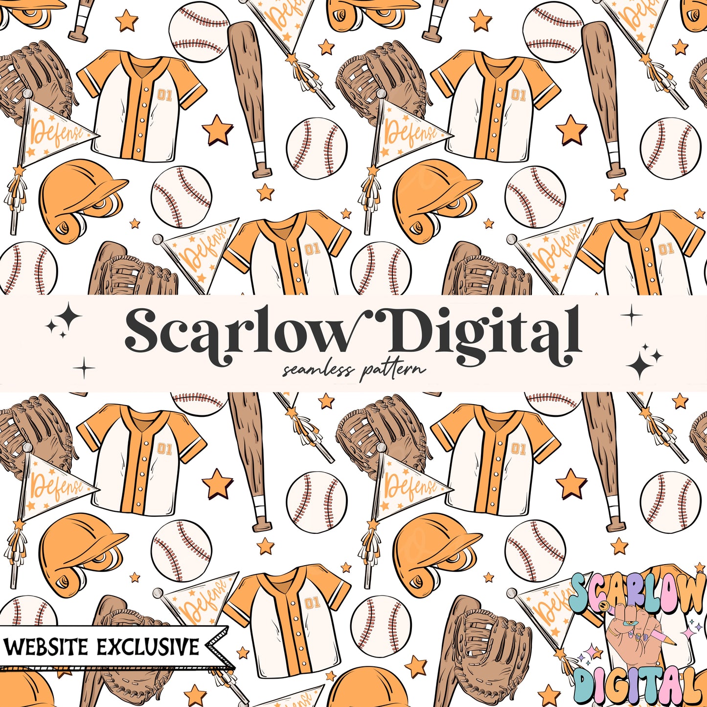 Website Exclusive: Baseball Team Colors Seamless Pattern Digital Design Download