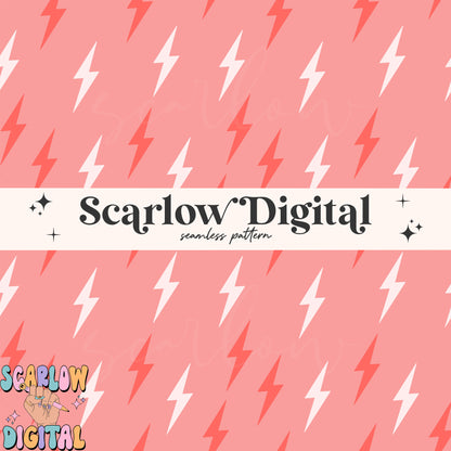 Lightening Bolt Seamless Pattern-Retro Sublimation Digital Design Download-girly seamless pattern, valentine's day seamless pattern design