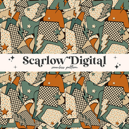 Patchwork Seamless Pattern-Retro Sublimation Digital Design Download-checkered seamless, grunge seamless, vintage seamless, edgy seamless