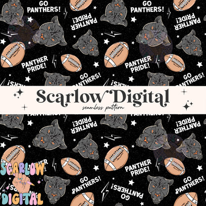 Panthers Seamless Pattern Digital Design Download, Panthers football seamless file, team mascot digital prints, football season seamless