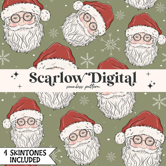 Traditional Santa Claus Seamless Pattern-Christmas Sublimation Digital Design Download-snowflake seamless, traditional christmas seamless