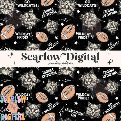 Wildcats Seamless Pattern Digital Design Download, Wildcats football seamless file, team mascot digital prints, football season seamless