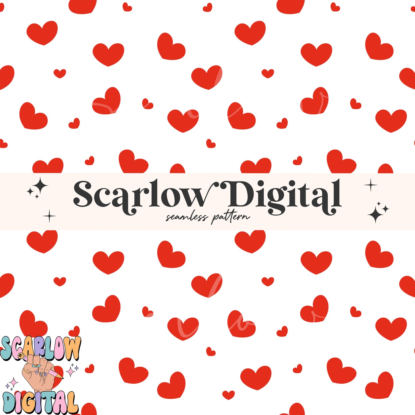 Hearts Seamless Pattern-Valentine's Day Sublimation Digital Design Download-red hearts seamless pattern, valentine's day digital paper