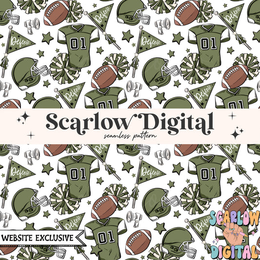 Website Exclusive: Green and White Football Seamless Pattern Digital Design Download