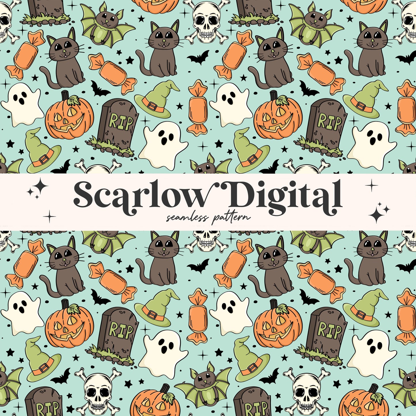 Spooky Seamless Pattern-Halloween Sublimation Digital Design Download-halloween repeating patterns, kids seamless, boy halloween seamless
