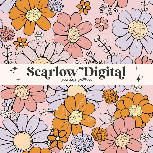 Floral Seamless Pattern Sublimation Digital Design Download, flowers seamless pattern, girl surface pattern, colorful seamless, fun seamless