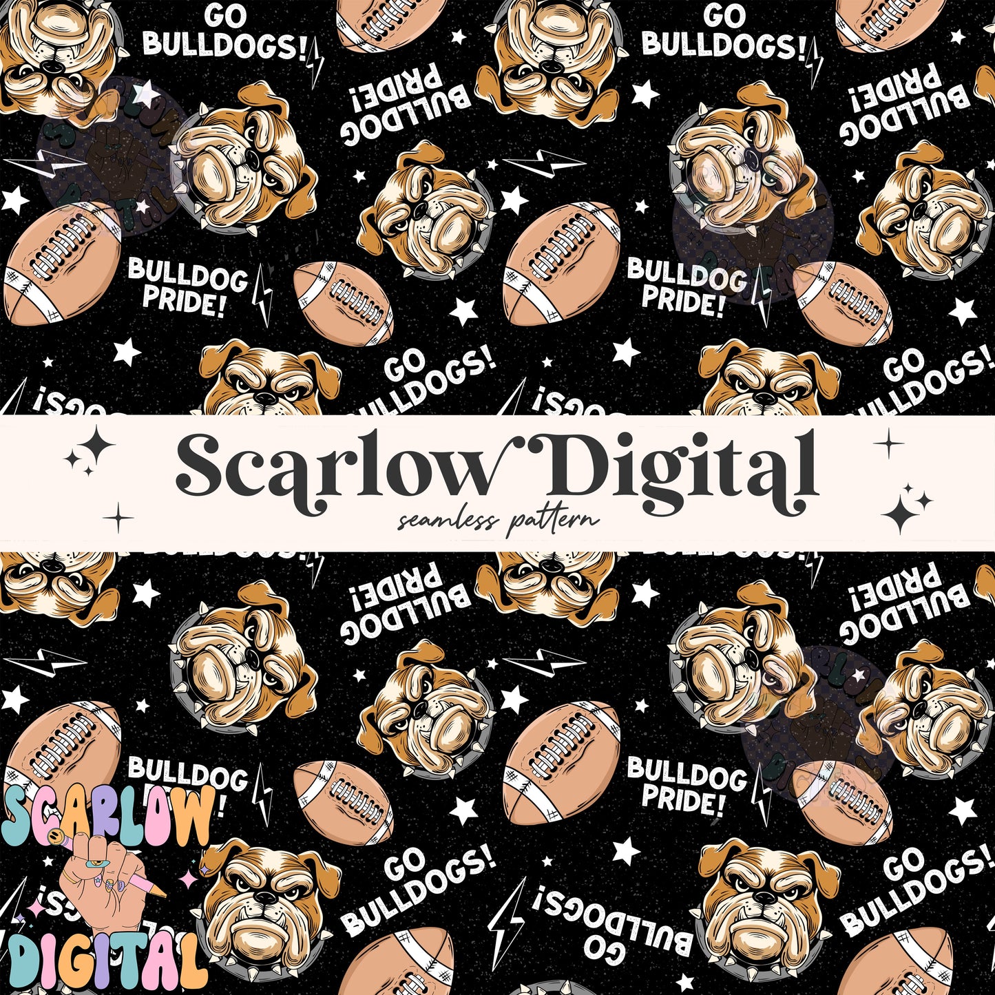 Bulldogs Seamless Pattern Digital Design Download, bulldogs football seamless file, team mascot digital prints, football season seamless