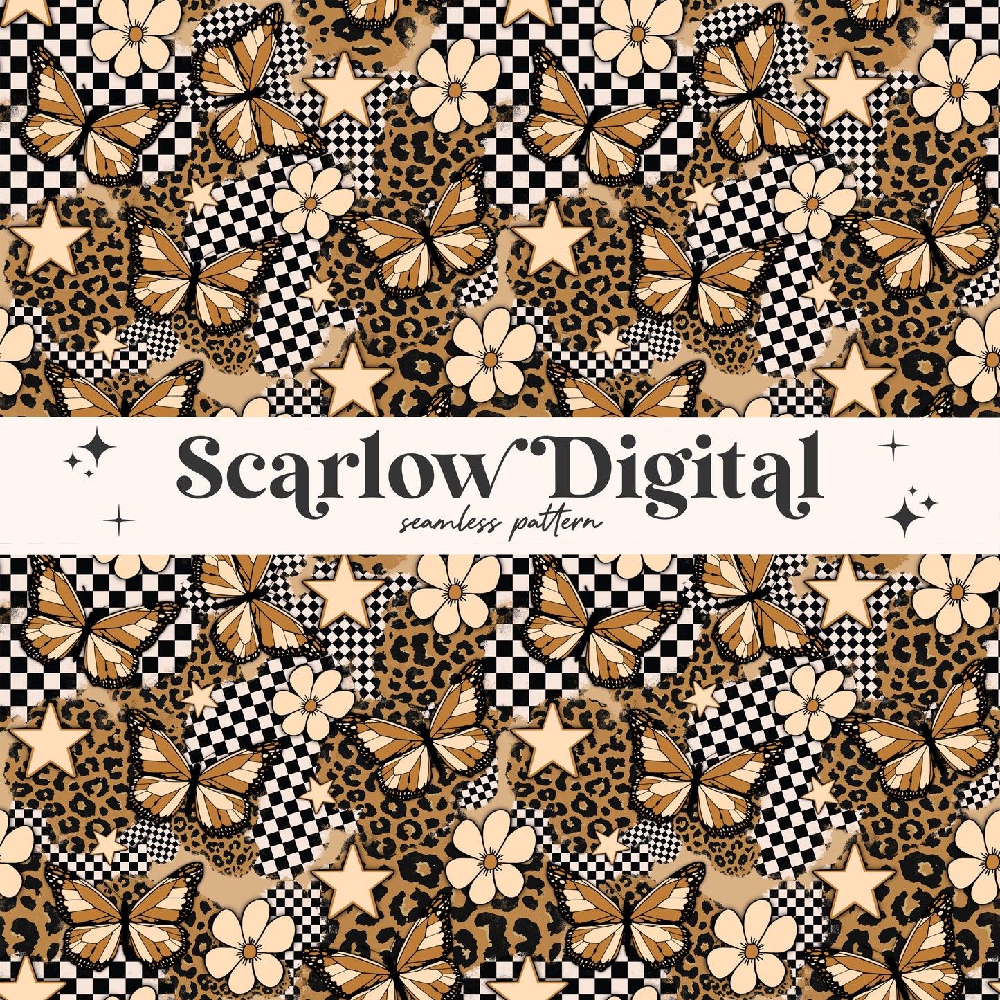 Rocker Seamless Pattern-Leopard Print Sublimation Digital Design Download-checkered seamless file, grunge seamless, girl seamless pattern