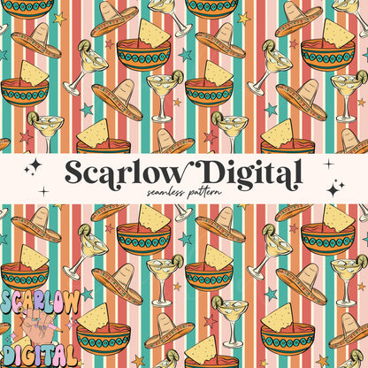 Chips and Dip Seamless Pattern Digital Design Download, mexican food seamless, cinco de mayo seamless, margarita seamless, trendy seamless